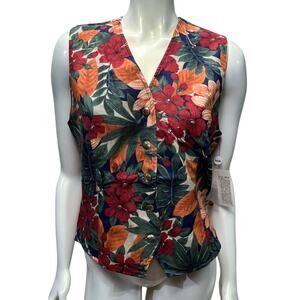 Rafaella Tropical Floral Linen Blend Vest Size Small NWT Y2K